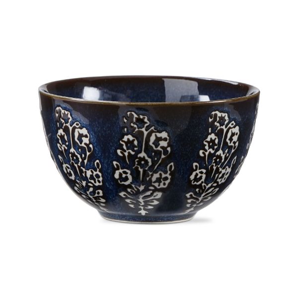 blue bowl with floral pattern.