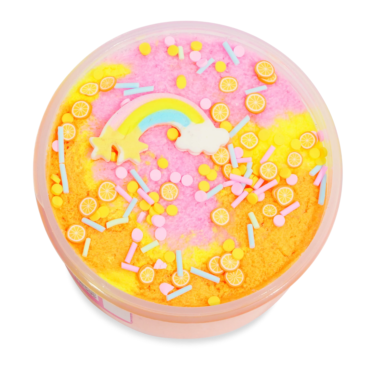top view of jar of slime with sprinkles on it, this is not food