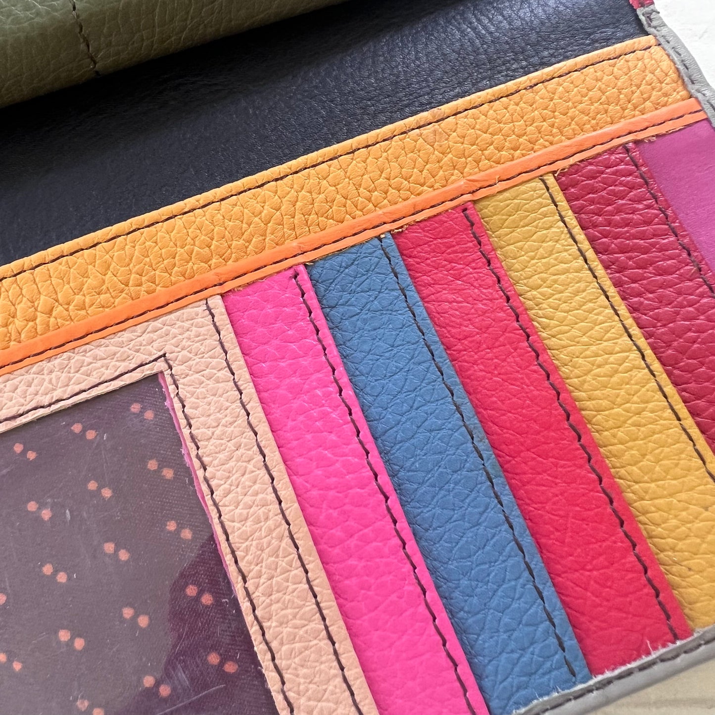 close-up of colorful card slots