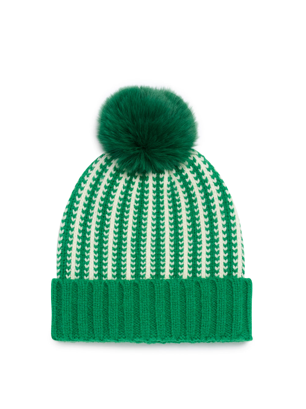 green and cream beanie