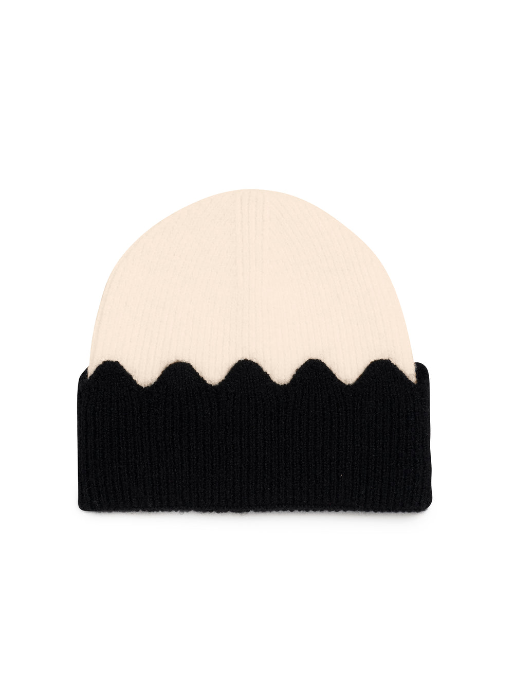 ivory beanie with black cuff