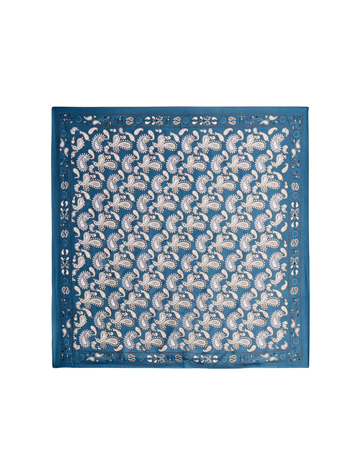 navy Silky Paisley Scarf laying flat