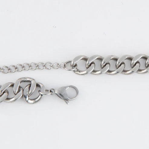close-up of clasp on silver Waterproof Chunky Chain Necklace