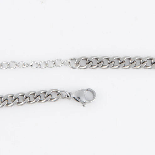 close-up of clasp on silver Waterproof Carabiner Chain Necklace