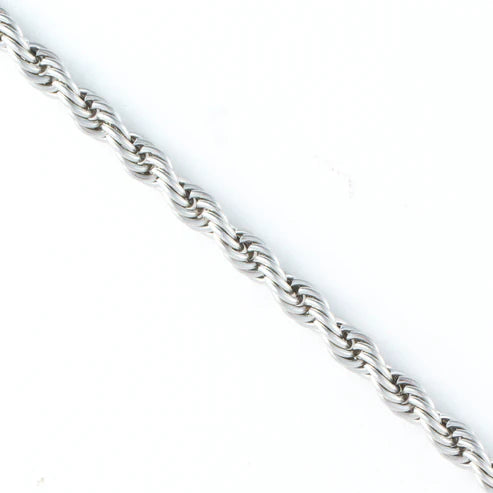 close-up of silver Waterproof Rope Chain Necklace