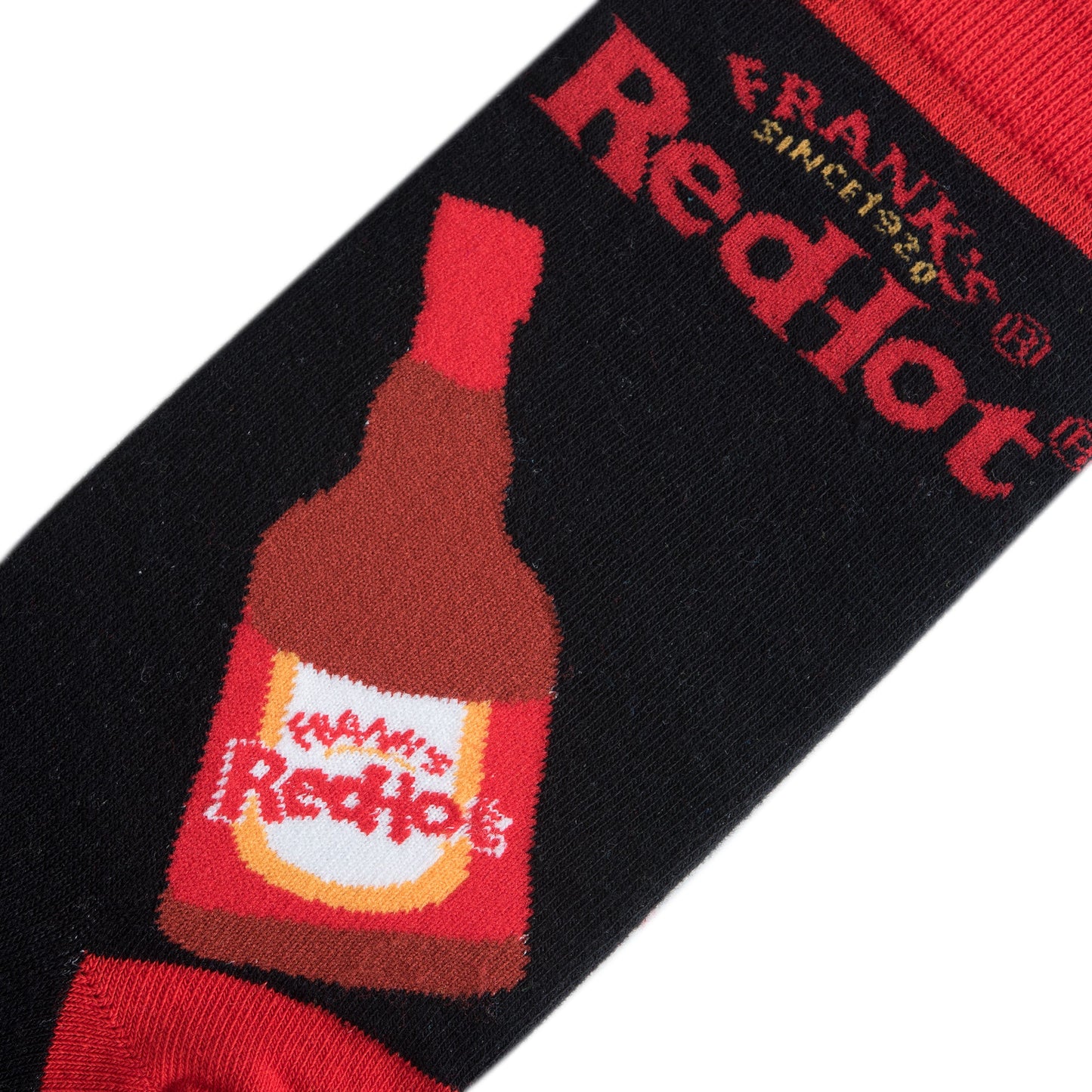 up close of Frank's Red Hot Bottles socks