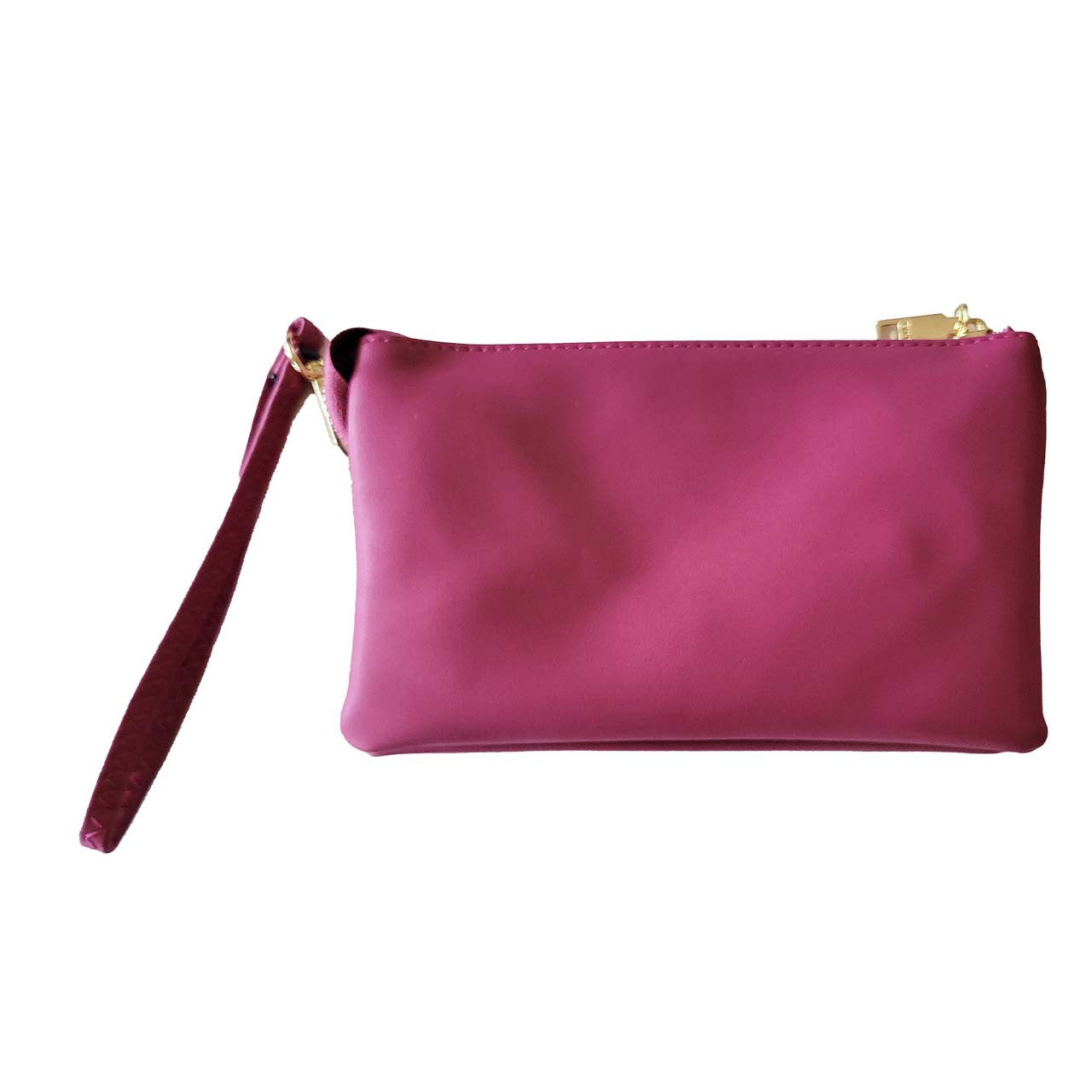 fuchsia christine wristlet crossbody on a white background