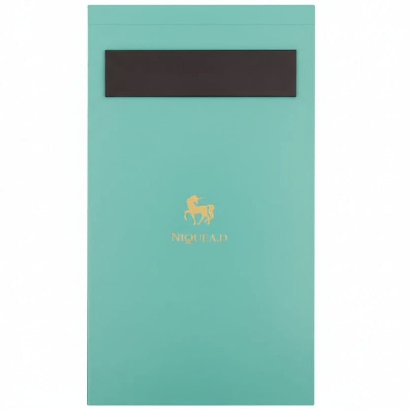 back view of notepad with long black magnet on it