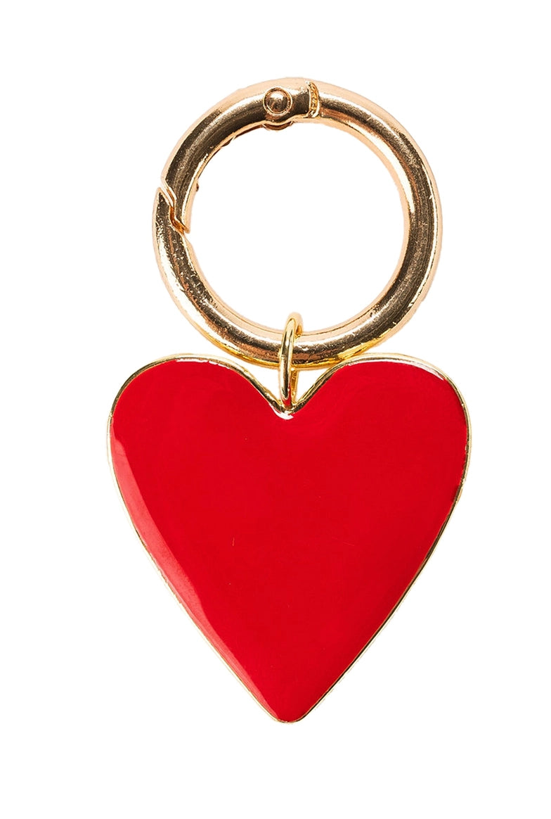 Enamel Red Heart Bag Charm with gold o-ring clasp