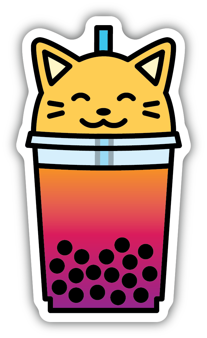 boba tea in to-go style cup with a cat lid