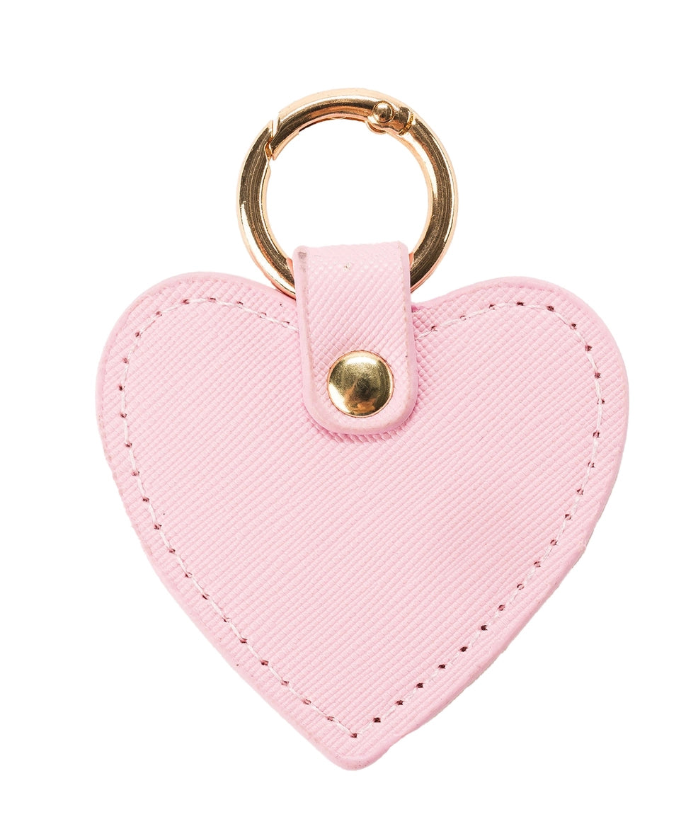 heart shaped J’Adore Blush Bag Charm with gold o-ring
