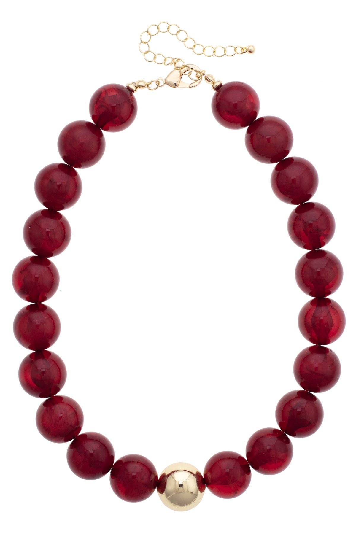 Marjorie Beaded Gumball Necklace, Plum on a white background