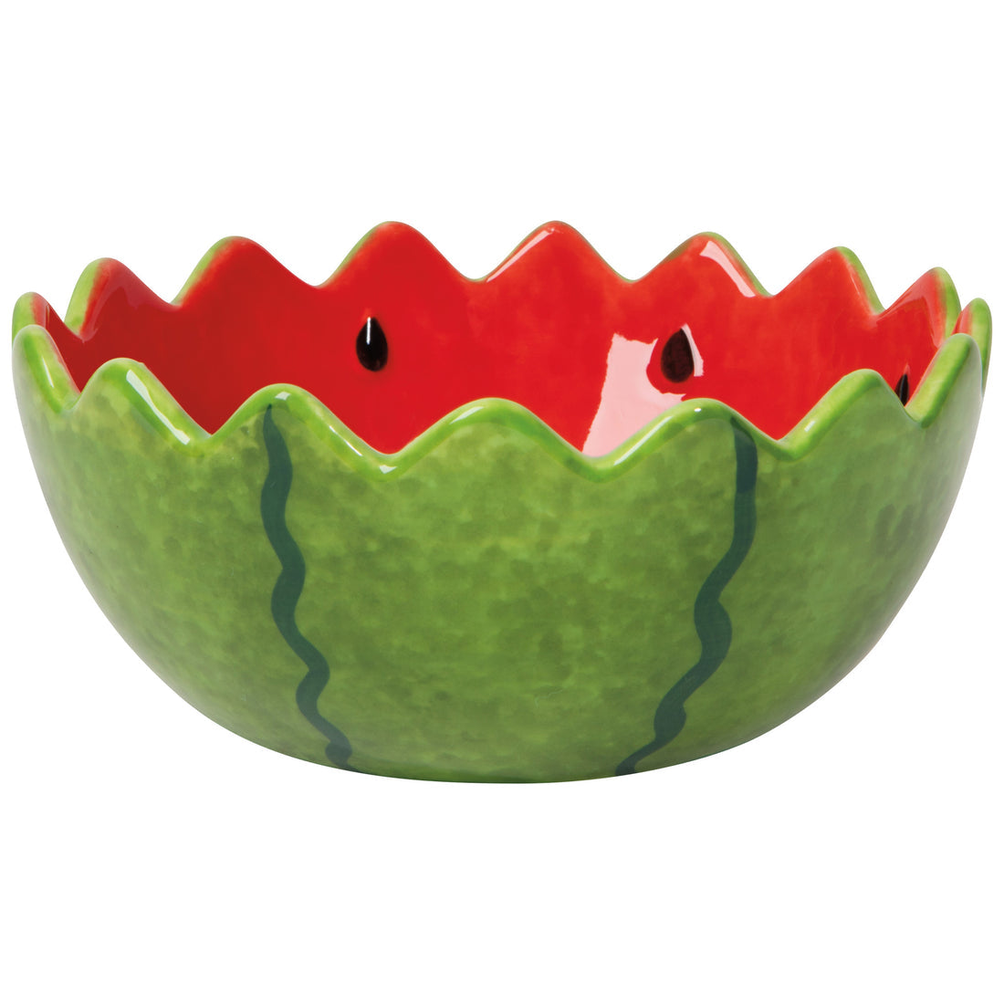 side view of red watermelon slice bowl