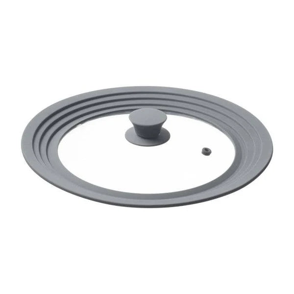 angled view of the universal pot lid and microwave cooking cover displayed on a white background