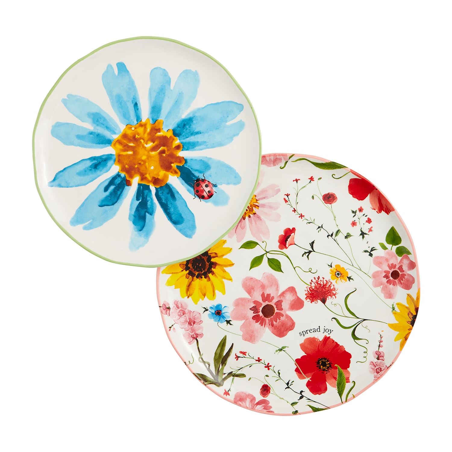 2 floral platters on a white background.