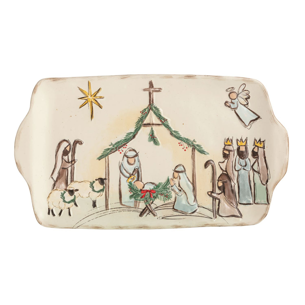 nativity platter on a white background