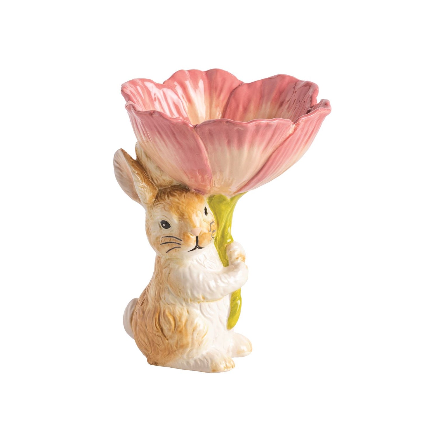 bunny flower candy bowl shown on a white background