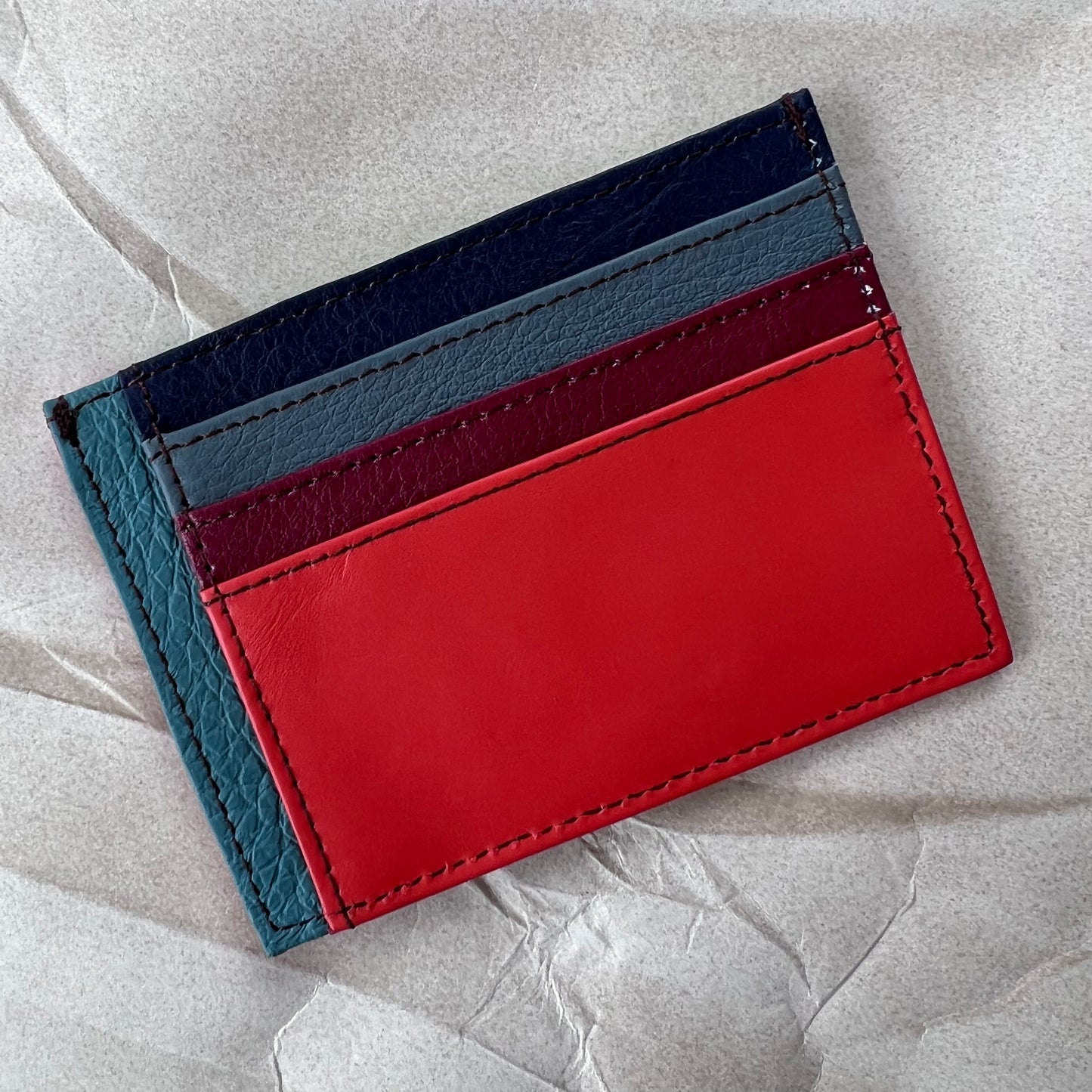 other side of Cream Brook card slot wallet with colorful card slots