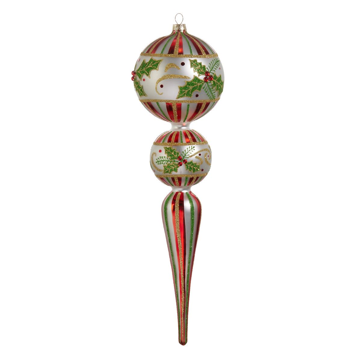 Holly Leaf Finial Ornament on a white background