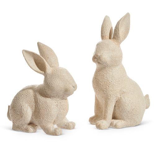2 styles of bunny figurines.