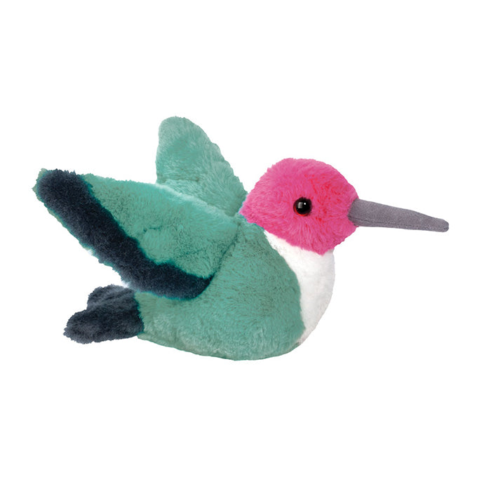 side view of twirlie humming bird plush toy