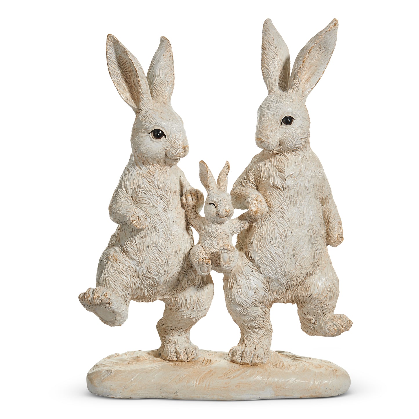 stone like white rabbit family figurine
