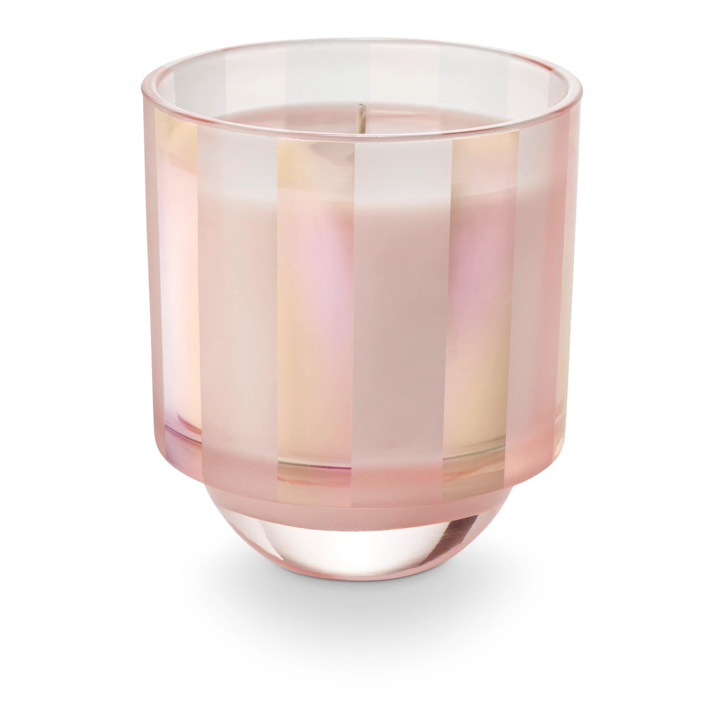 Popcorn Garland Boxed Glass Candle with pink stripes