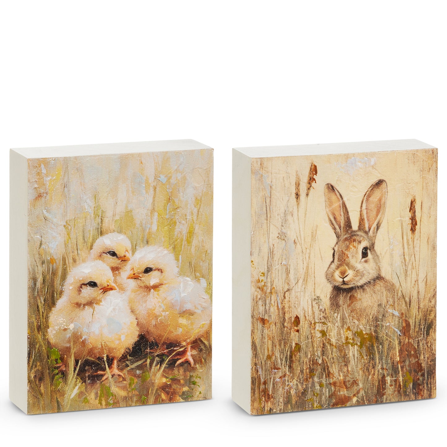 1 print featuring 3 chicks and 1 print featuring bunny