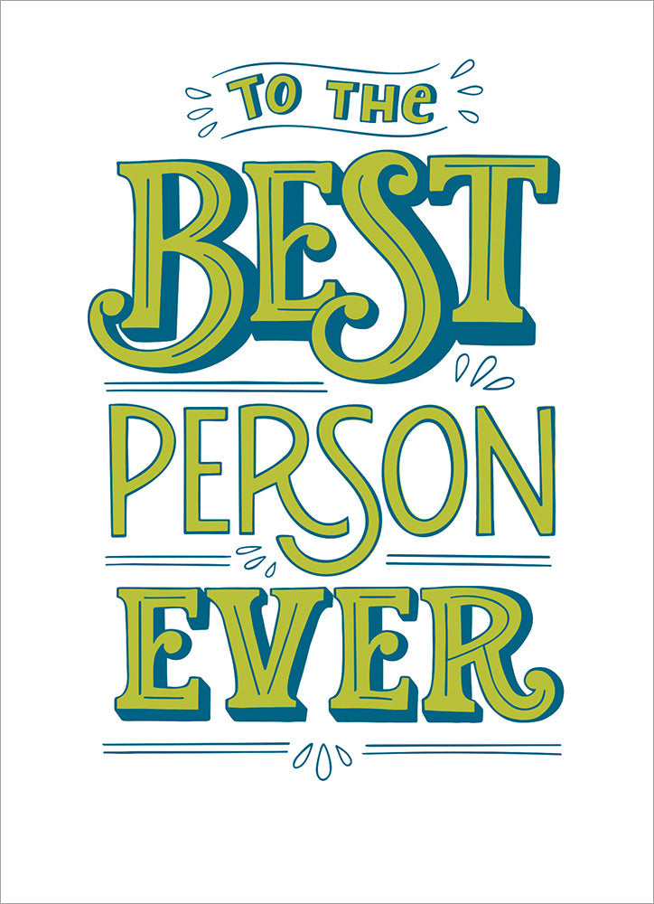 front of card is green lettering on white background