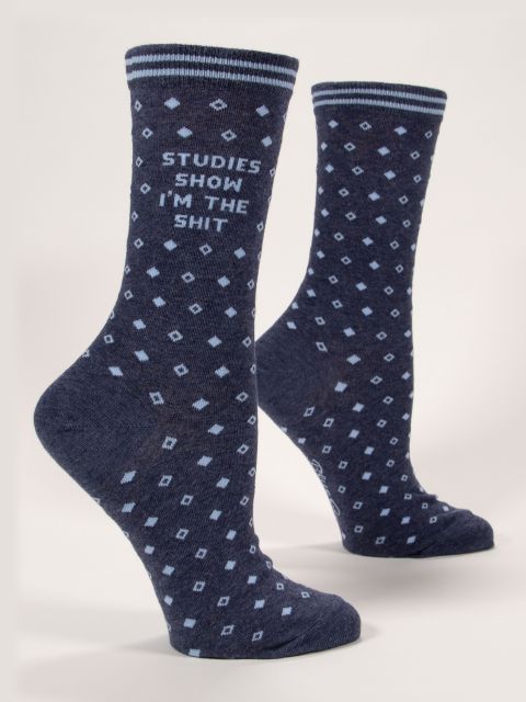 side view of  I'm The Shit Women's Crew Socks displayed against a white background