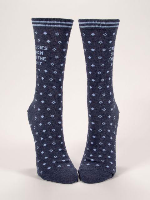 front view of I'm The Shit Women's Crew Socks displayed against a white background
