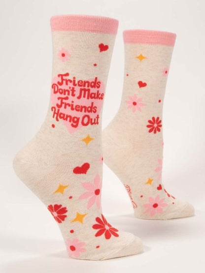 side view of Friends Hang Out Women's Crew Socks displayed against a white background