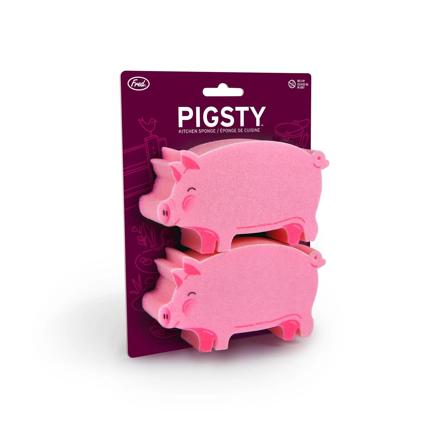 pig sty sponges on card packaging.