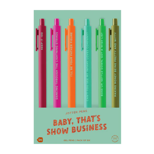 6 show girl pens in their packaging