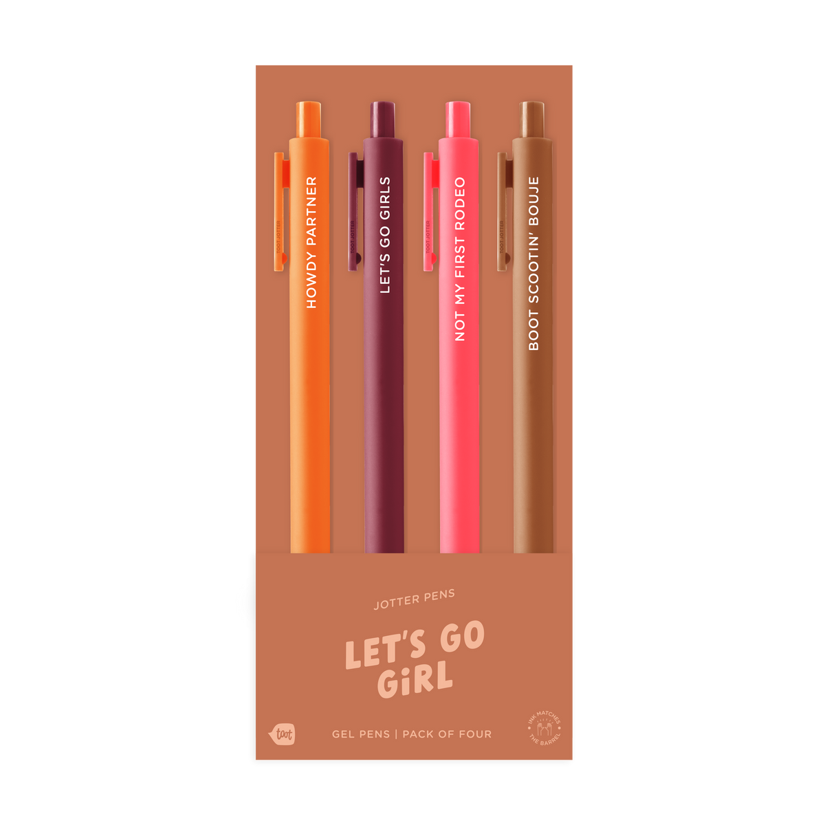 4 let's go girls jotter pens in their packaging
