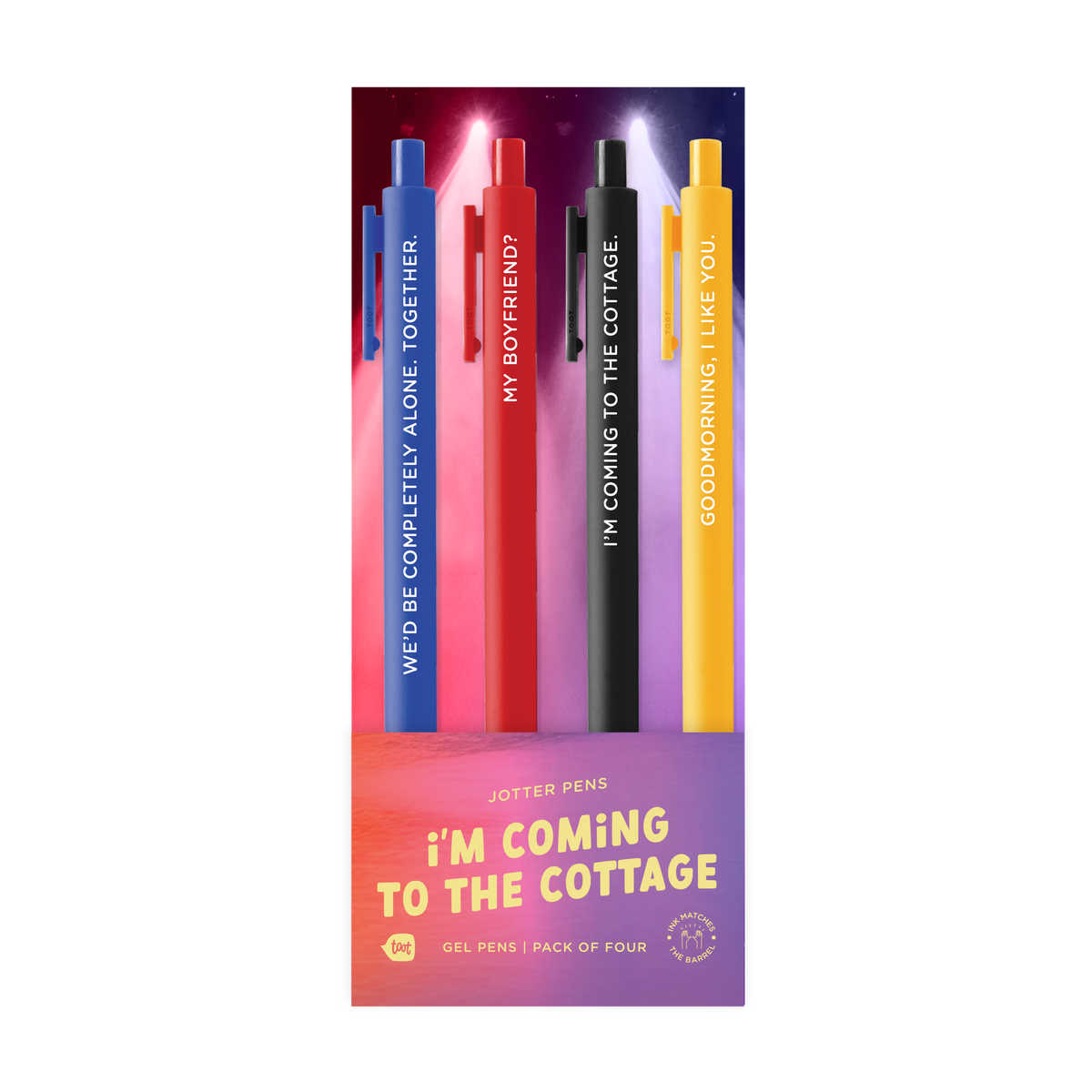 4 cottage jotter pens in their packaging