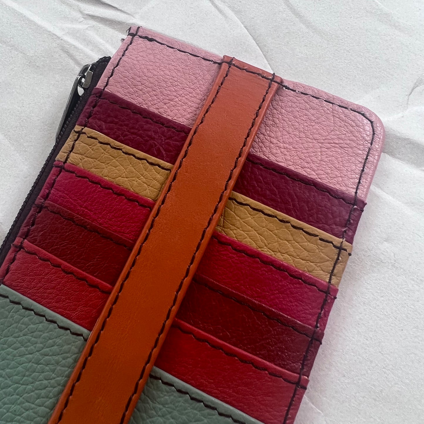 close-up of colorful card slots