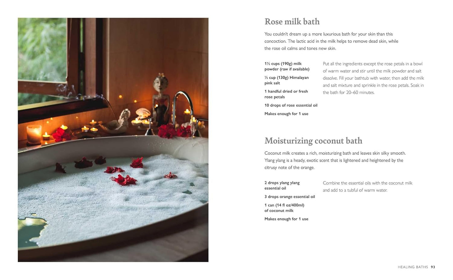 inside pages of Winter Wellbeing book with bath recipes