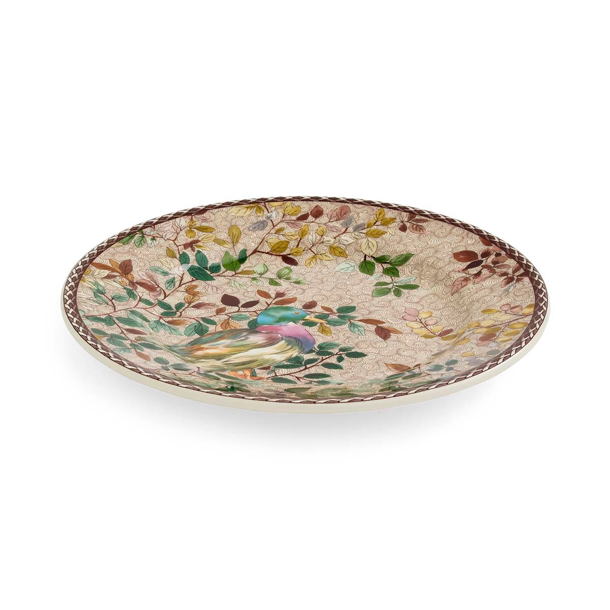 angled view of the mallard duck salad plate