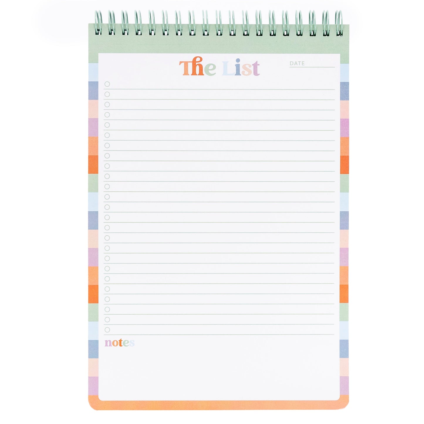 top spiral bound to do list with a small, color-block pastel boarder