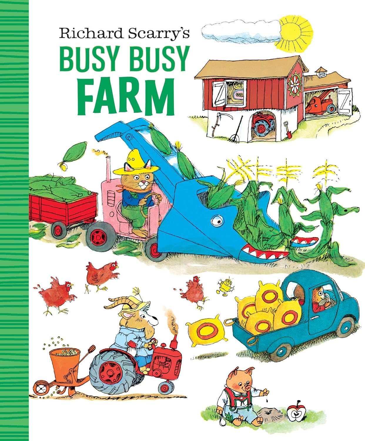 book cover with drawings of a farm in action