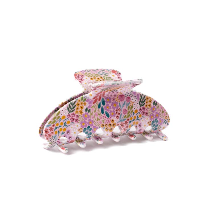 multi colored Floral Claw Clip