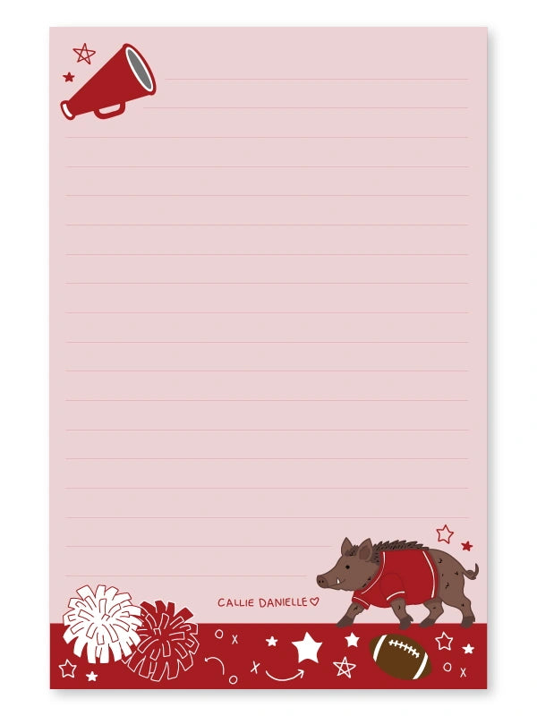 Fayetteville Football Game Day Notepad on a white background
