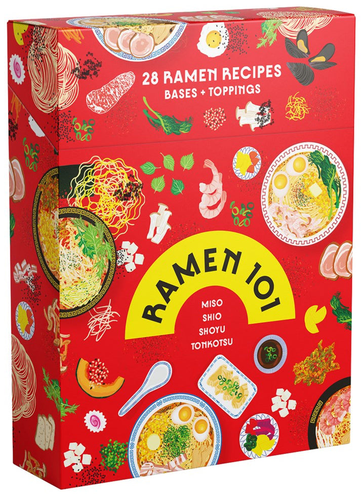 ramen deck box with drawings of ramen on a white background