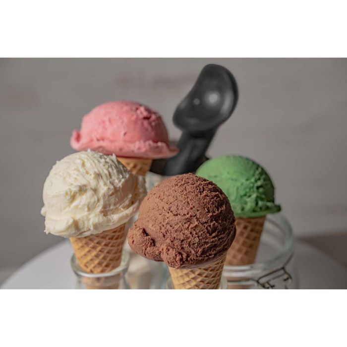 For assorted ice cream cones with an antifreeze ice cream scoop in the background