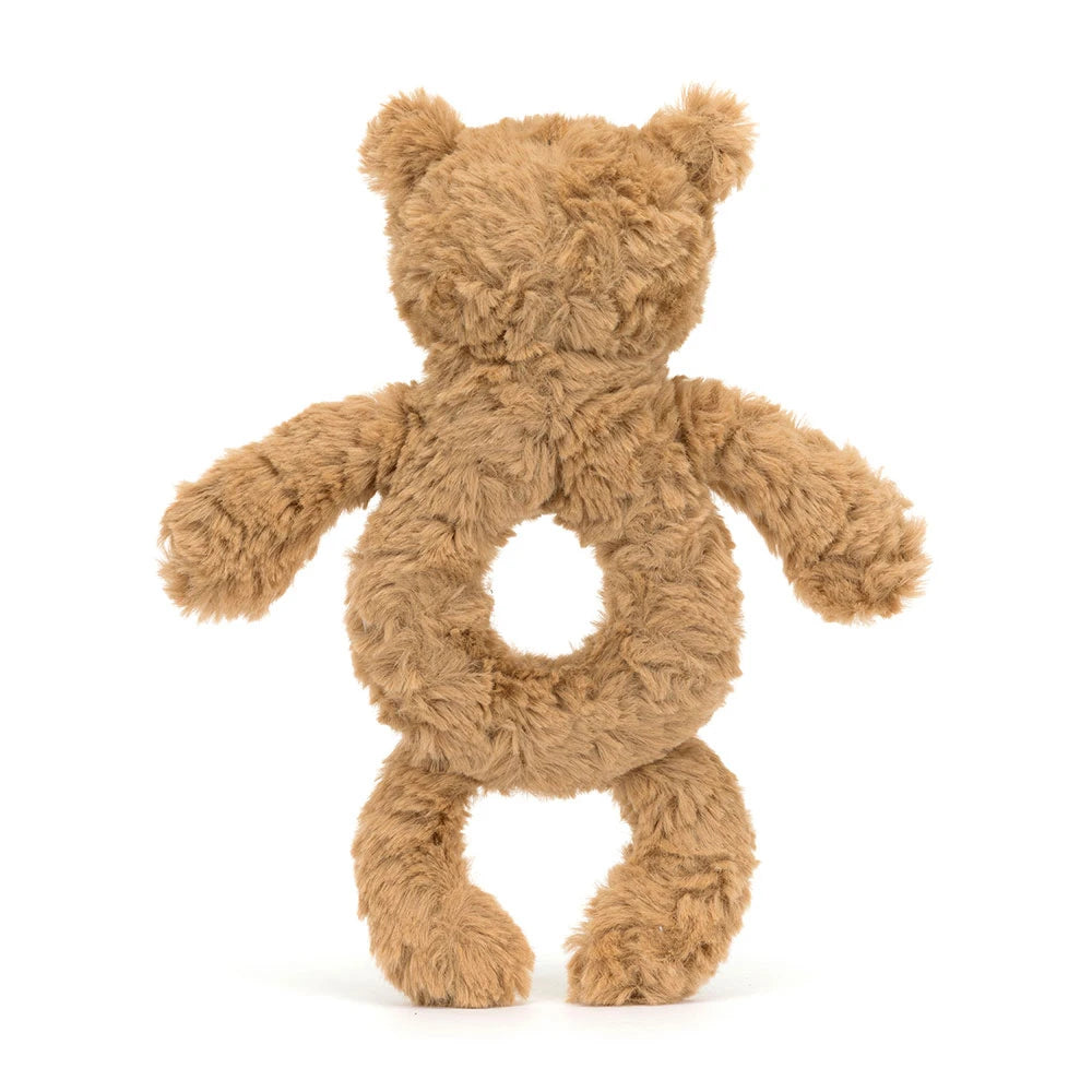 back view of Bartholomew Bear Ring Rattle Plush Toy