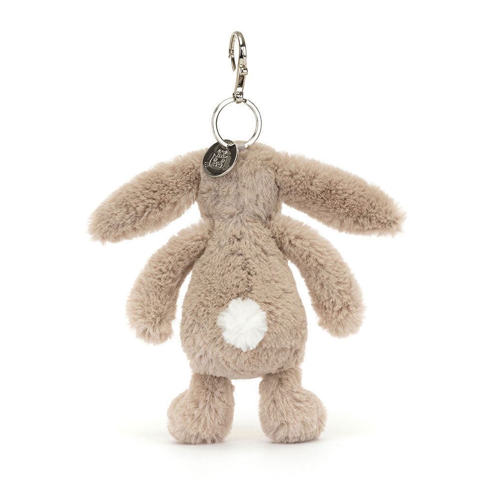 back view of beige Bashful Bunny Bag Charm Plush Toy