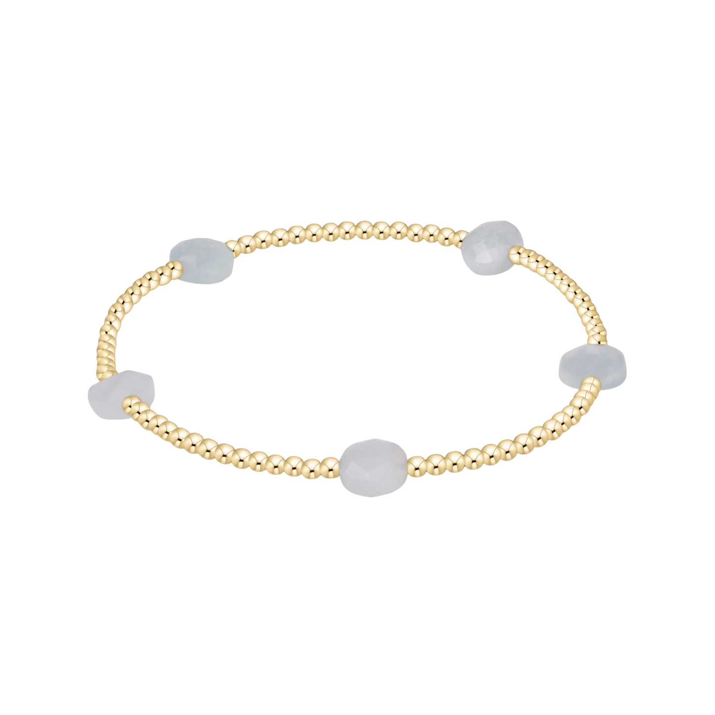 enewton Admire Small Gem 2mm Gold Bracelet in Aquamarine