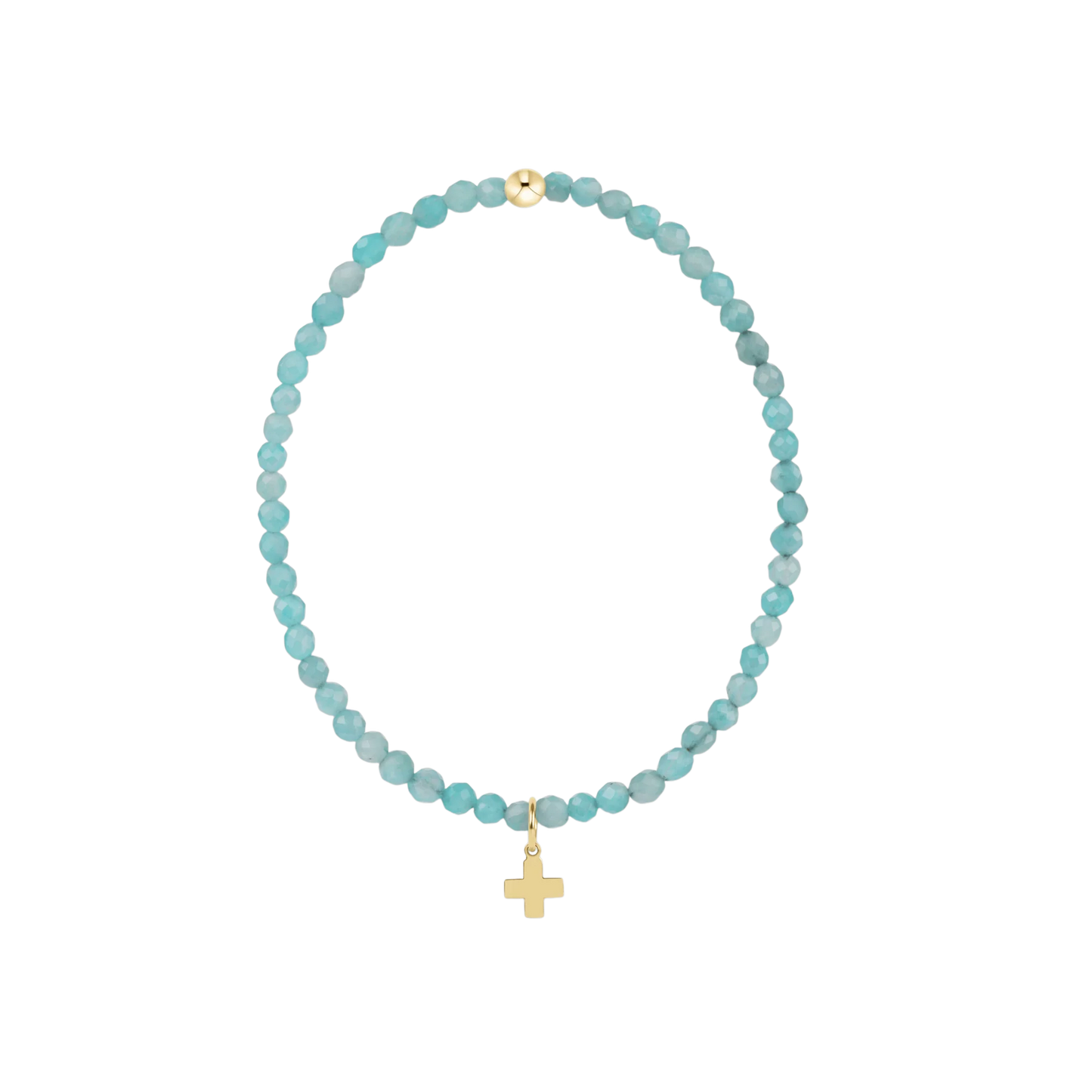 eneweton Classic Amazonite 3mm Bracelet Signature Cross Gold Charm