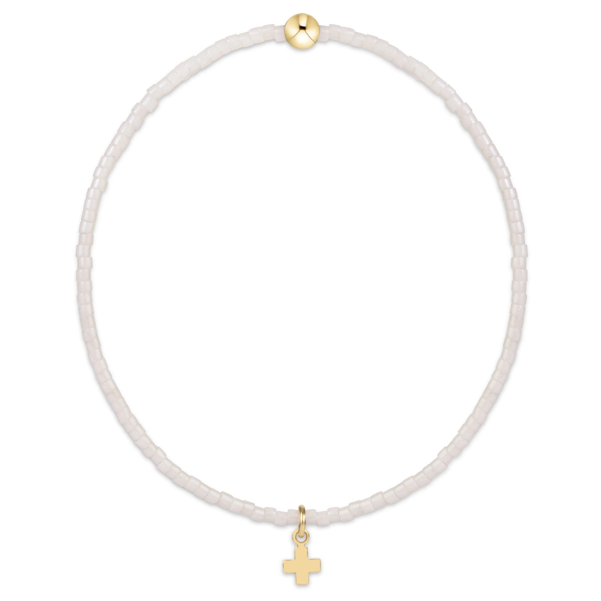 Hope Classic Bracelet Signature Cross Small Gold Charm, Milkshake